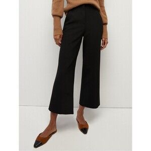 Veronica Beard Black Brixton Cropped Wide Leg Trousers 10 Office Siren Minimal